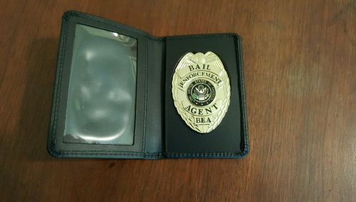 Bail Enforcement Agent Badge And Leather Wallet Bounty Hunter Law Enforcement
