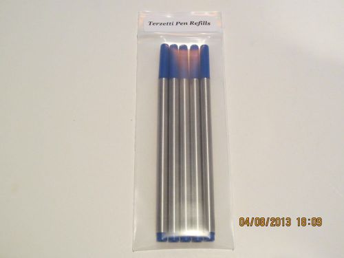 5 Terzetti Blue Fine Rollerball pen refills-Fit Mont Blanc Capped Pens