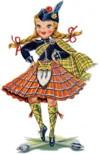 30 Custom Vintage Scottish Girl Personalized Address Labels