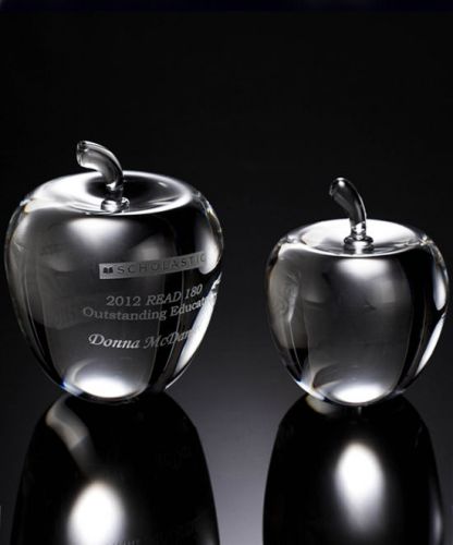 Free Engraving Product - Beautiful Smooth Apple Optic Crystal Award - Large