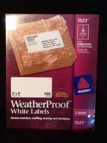 Avery 5523 White WeatherProof Shipping Labels 2&#034;x4&#034;  NEW