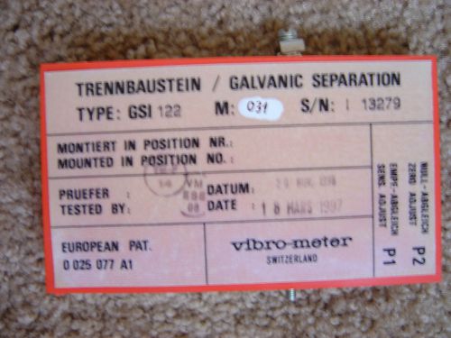 VIBRO-METER TRENNBAUSTEIN/GALVANIC SEPARATION GS122