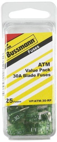 Bussmann (vp/atm-30-rp) green 30 amp fast acting atm mini fuse, (pack of 25) for sale