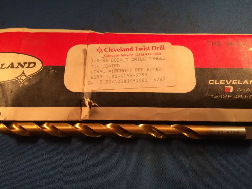 New Cleveland 3/8&#034; Loral Aircraft Cobalt Drills Tanged TiN Coating 5-Pack