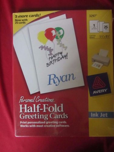 PERSONAL CREATIONS AVERY HALF-FOLD GREETING CARDS-5 1/2&#034; X 8 1/2&#034;--25 CARDS-3297