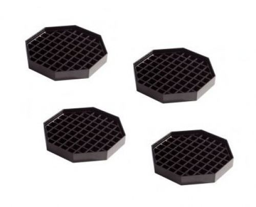 (4 Pack) ChefLand 6&#034; x 6&#034; Drip Tray Black Plastic Octagonal Shape