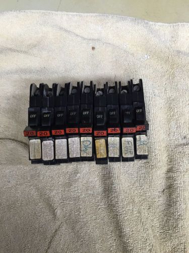 Federal Pacific 20 amp  Thin Circui Breakers Lot of 9