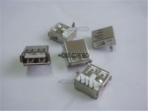 10pcs usb type-a 90° right angle 4-pin female connector jacks socket pcb mount