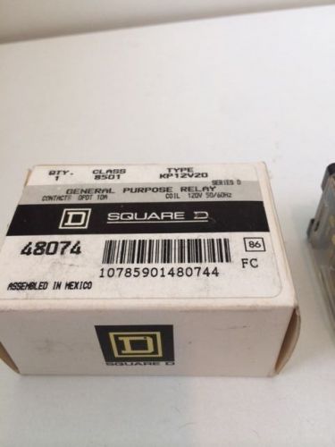 NEW Square D General Purpose Relay Series D 48074 Type: KP-12 Class: 8501