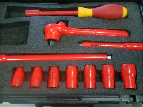 Knipex kn989911s3 insulated w/case 1000v socket set 10 pcs 3/8 drive standard for sale