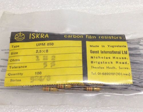 Lot of 100 iskra upm 050 1.2m ohm carbon film resistors 5% resistor 1/4 watt for sale