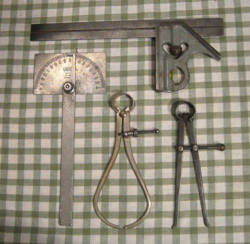 Machinist tools craftsman square inside outside calipers protractor vintage for sale