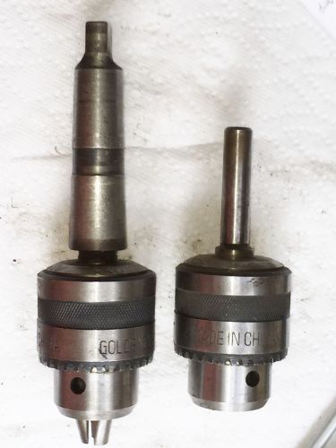 2 pcs Golden 3/16 -3/4&#034; Capacity Drill Chuck with Jacobs KEYS # 3 Morse 4 Taper