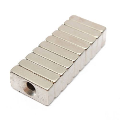 10pcs Block Magnets 20x10x5mm Hole 4mm Rare Earth Neodymium N50
