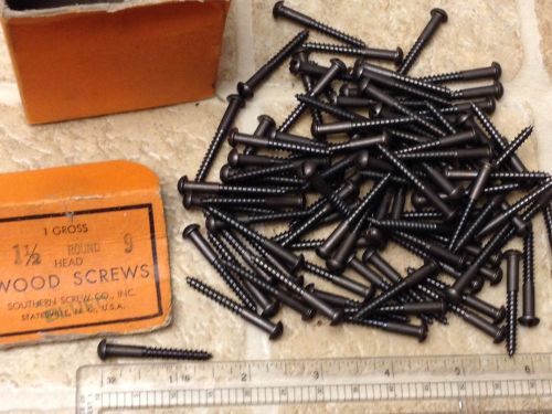 93  #9 x  1 1/2 in  round head  wood screws blued southern screw company vintage for sale