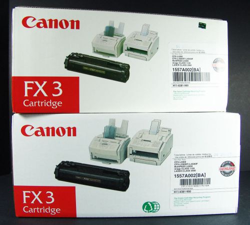 New Genuine Canon FX3 (1557A002BA) Black Toner Cartridge - LOT OF 2