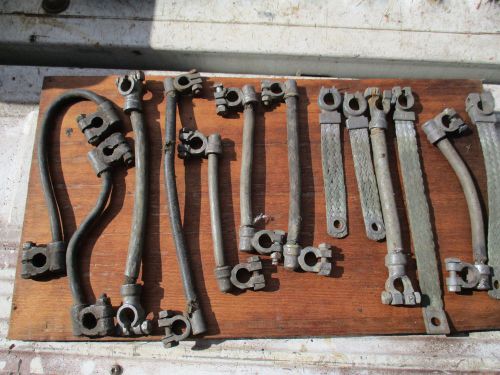 LARGE LOT OF VINTAGE BATTERY CABLE TERMINAL PARTS SOME BRAIDED