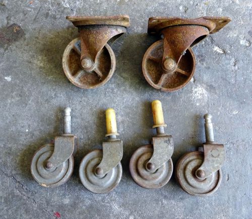 Noelting Faultless Industrial Metal Casters Wheels Vintage Lot of 6