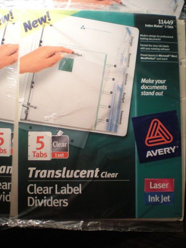 16 packs Avery 11449 Index Maker Translucent Clear Label Dividers NEW