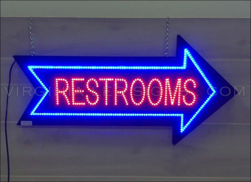Restrooms LED SIGN neon looking 32&#034;x16&#034; BATHROOM REST ROOM HIGH QUALITY BRIGHT