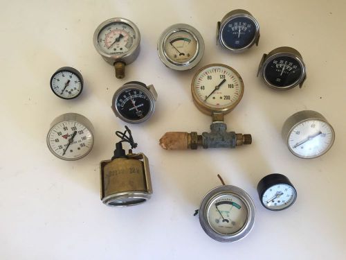 Vintage Gauges Lot of 12 Total! Steampunk!! Brass Plastic Metal FREE FAST SHIP 1