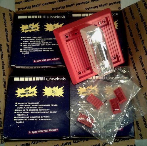 Lot of 4 new wheelock red multitone with strobe, 15/75cd, mt-24-lsm-vfr, 125182 for sale
