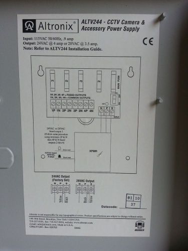 ALTRONIX ALTV244 CCTV camera &amp; accessory power supply box, 4 fused