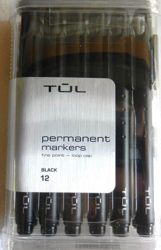 Tul Permanent Markers 12 fine point Loop Cap Black Sharpie