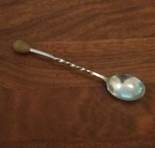 Japanese stainless steel twisted antique bar mixing spoon with wooden knob