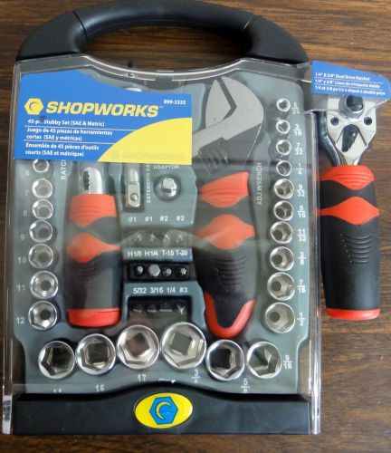 Shopworks 899-2335 45 Piece Stubby Socket Set SAE &amp; Metric