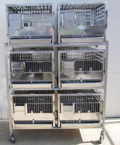 6 Shor-Line Stainless Kennels Kennel Animal Dog Cat Cage Cages On Mobile Cart