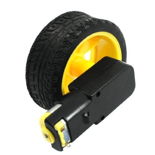 Yellow black tire wheel + single shaft dc geared motor 20rpm 40ma 3v for sale