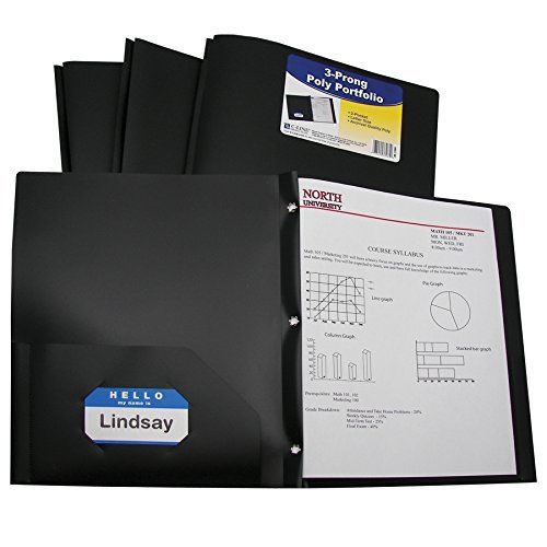 C-Line Two-Pocket Heavyweight Poly Portfolio with Prongs  For Letter Size Papers