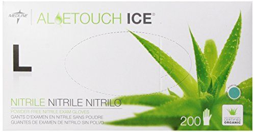 Medline Aloetouch Ice Powder-Free Latex-Free Nitrile Exam Gloves  Green  Large