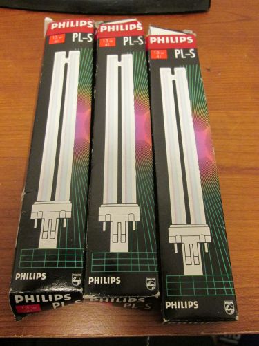 LOT OF 3 PL-S 13w/27 Fluorescent CFL Bulb 13 watt 2 Pin GX23 Base PHILIPS 146811