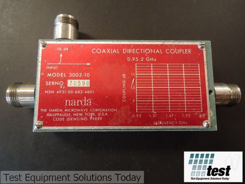 Narda 3002-10 Coaxial Directional Coupler 0.95-2.0GHz, 10 dB (Part P-6)
