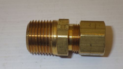 Compression straight fitting brass 3/8&#034; od tube  x 3/8&#034; npt male pipe nnb for sale