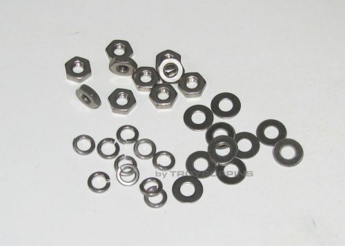 SS 10-#8-32 FINE HEX NUTS &amp; 10-#8 FLAT &amp; 10-#8 LOCK WASHERS STAINLESS STEEL 18-8