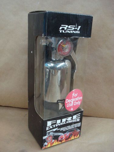 Chrome fire extinguisher non functional for race car, w/mounting bracket RS-200