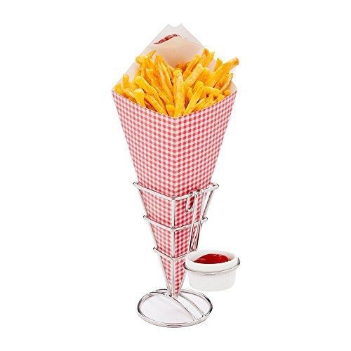 Restaurantware Conetek Picnic Print Food Cone with Dipping Pocket 10 inches 100