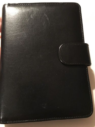 Franklin Covey Black Top-Grain Leather Compact Planner 6-Ring Binder Rolodex