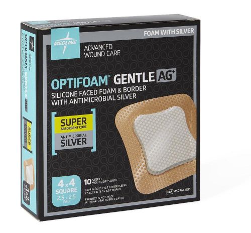 Optifoam Gentle Ag Silicone Faced Foam Dressing with Silver, Adhesive - 4&#034;x4&#034;