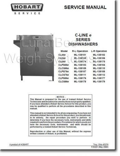 Hobart C-Line e Series Dishwashers Service Manual