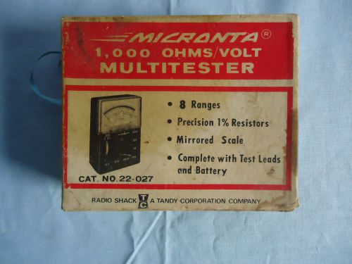 RADIO SHACK MICRONTA 22-027 1000 OHMS Volts AC/DC Multitester Vintage
