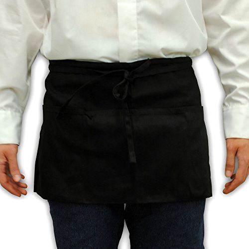 Waist Apron Server Apron with 3 Pockets Poly/Cotton Twill Commercial Quality by