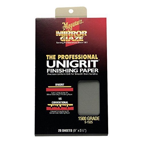Meguiar&#039;s S1525 Mirror Glaze Unigrit Finishing Paper 1500 Grit (25 sheets)