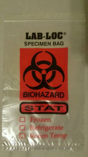 8000 PCS. BIOHAZARD 6&#034; X 9&#034; RECLOSABLE 3-WALL SPECIMEN TRANSFER BAG &#034;STAT&#034;