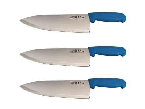 Set of 3 - 10” Blue Chef Knives Cook French Stainless Steel Food Service Knives