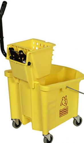 Splash Guard 35 Qt.Commercial Janitorial Bucket Combo Set, Wringer, Yellow