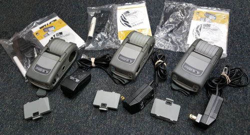 Lot of 3 Zebra QL 220 Plus Mobile Thermal Printers Complete Set